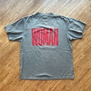 Gray T-Shirt with Red Graphic